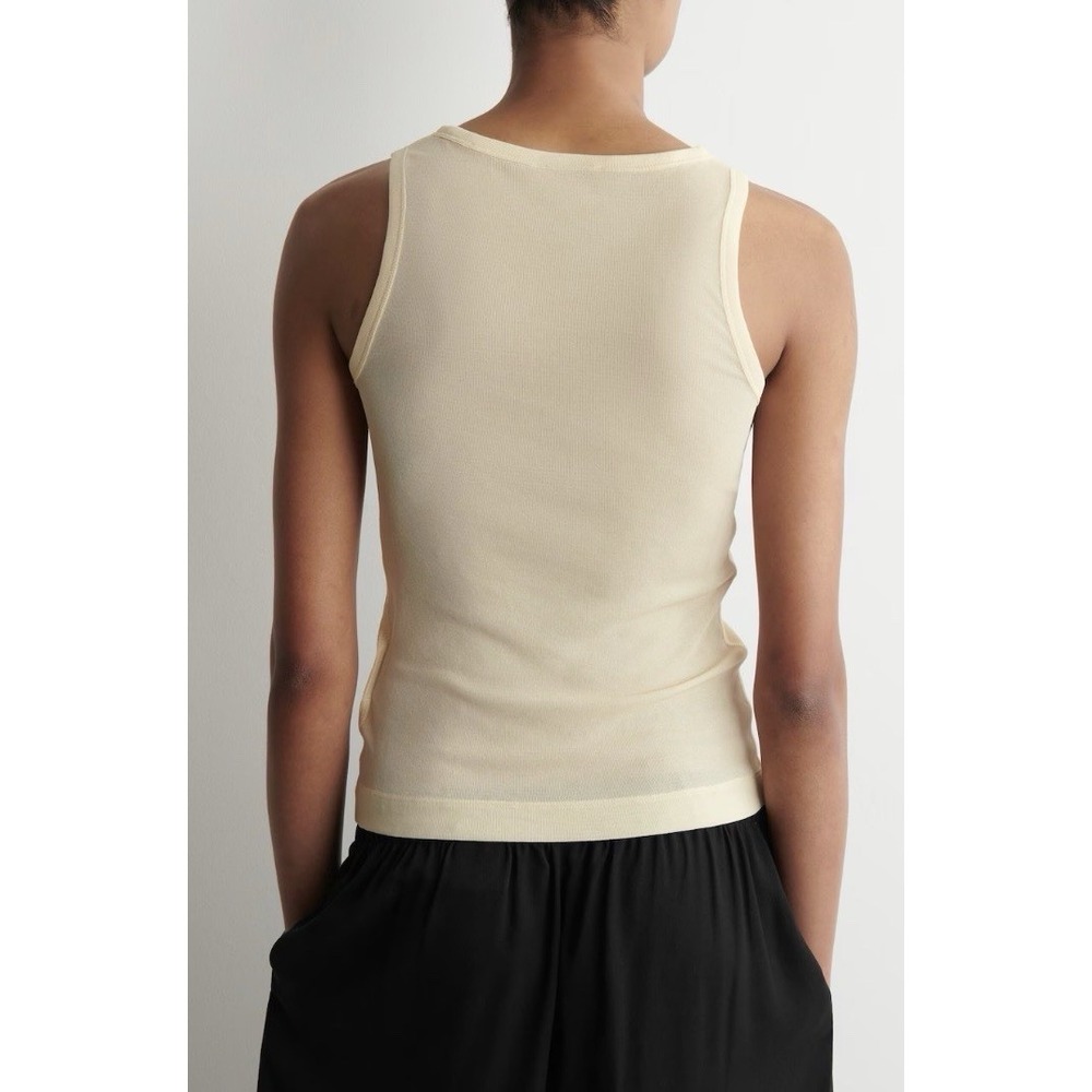 COS Ribbed Silk Tank Top Ivory Capsule Classic Semi Sheer Womens XS Minimalist - Picture 2 of 8